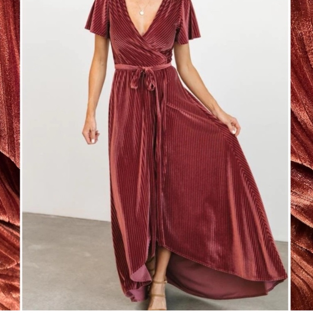 Baltic Born Pink Tie Front Flutter Sleeve Sundress